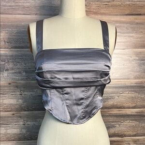 Forever 21 Cropped Satin Cami in Gray NWT